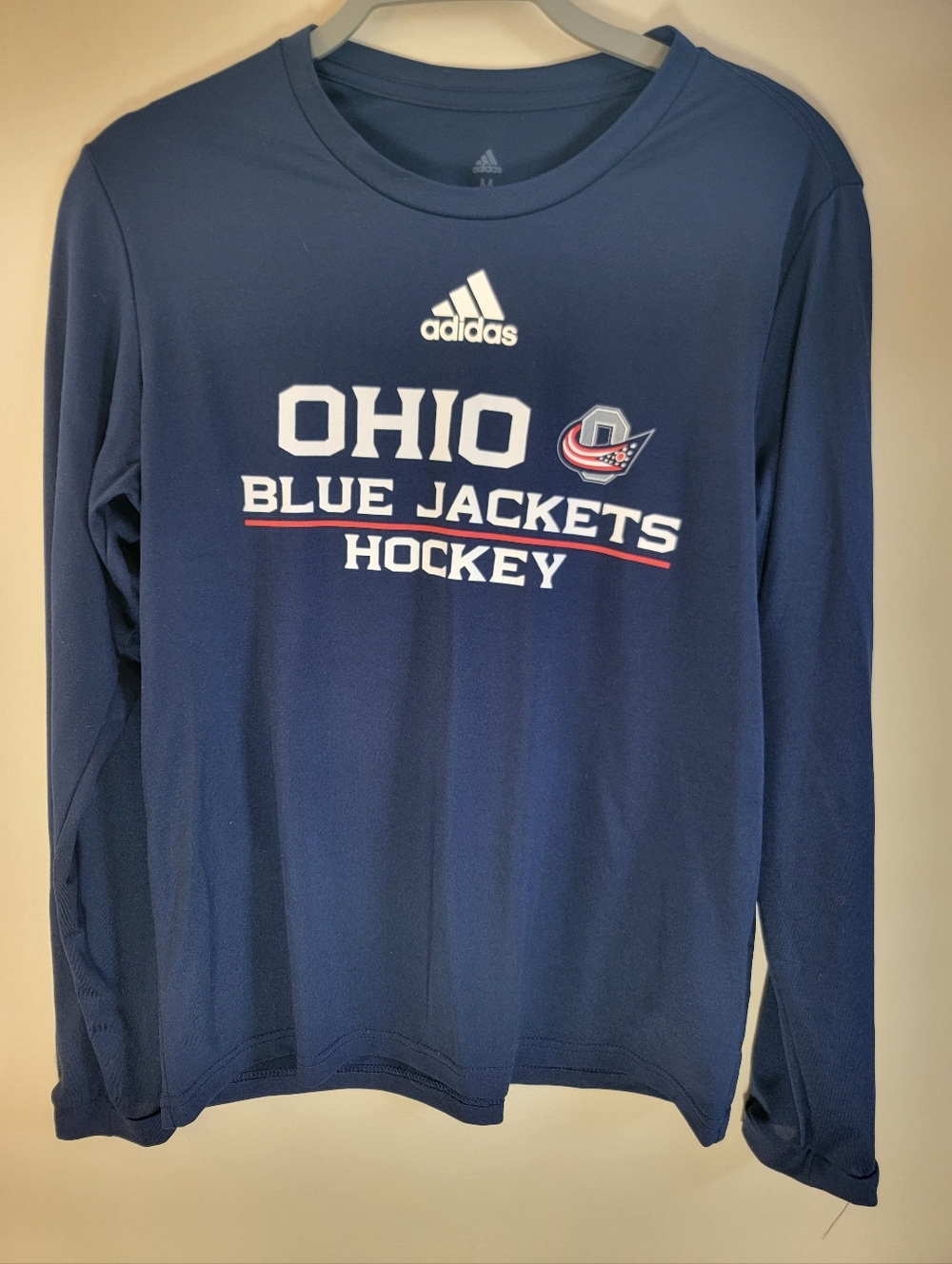Adidas Ohio Blue Jackets Hockey - Quick Dry Long Sleeve - Mens Medium -Navy Blue